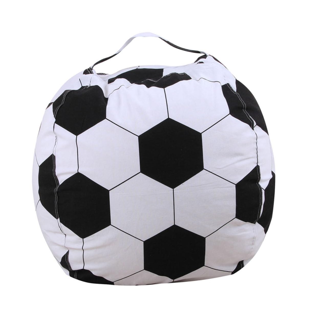 Pouf de rangement jouets football en polyester zippé pour chambre