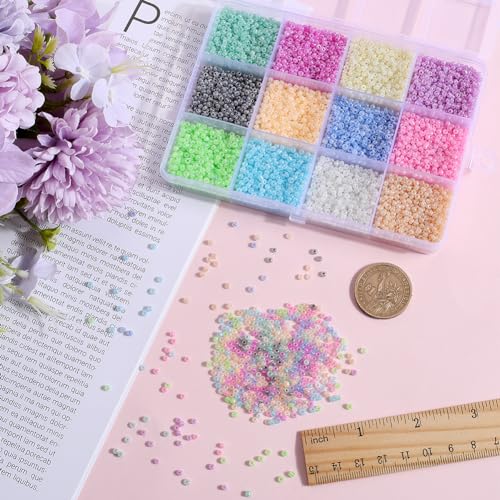 SUNNYCLUE 1 Box 9600Pcs Glass Seed Beads 2mm Mini Pony Beads 11/0 Small Pony Beads Seed Bead Bulk Round Pony Bead Waist Beads Glass Beads for jewellery Making Beading Kits DIY Bracelets Necklace - Image 3