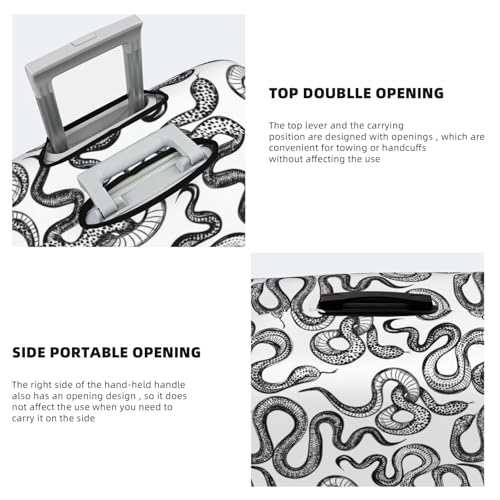 Hand Drawn Snake Print Luggage Cover For Suitcase,Washable Elastic Travel Suitcase Protector With Zipper Closure And Bottom Buckle – Fits 18-32" Luggage-Small3