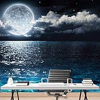 Wall Mural Beach and Blue Sea Removable Self-Adhesive Wallpaper Wall Decoration for Bedroom Living Room - 66x96 inches