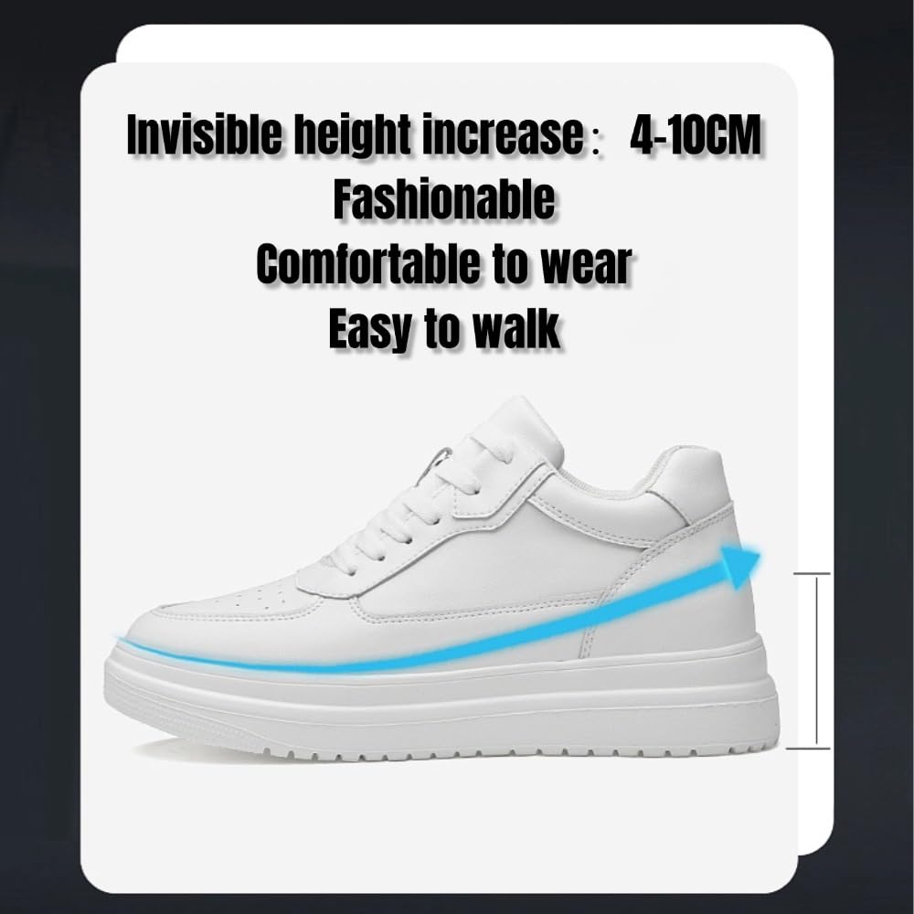 Modne męskie buty sportowe skórzane oddychające na co dzień niewidoczne buty podwyższające wysokość buty winda obuwie ukryte podnoszenie pięty trampki do chodzenia 4/6/8/10 cm