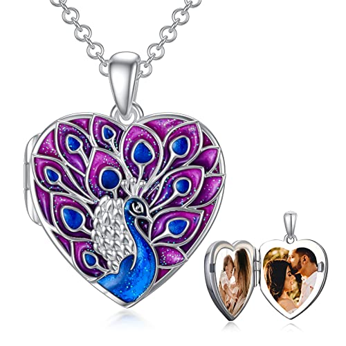 SOULMEET Heart Shaped Bird Locket Necklace That Holds Pictures Photo Sterling Silver Animal Jewelry Personalized Locket Necklace
