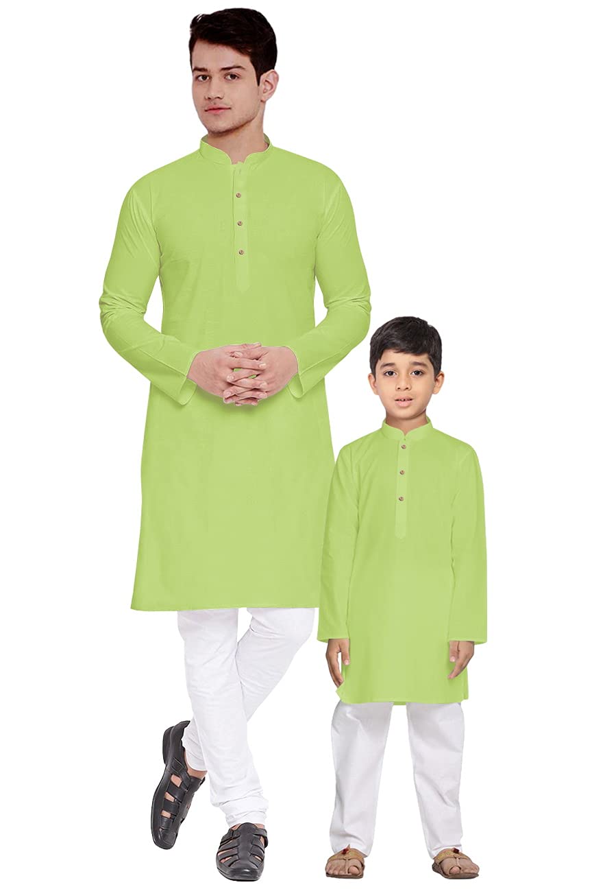 OS Men's & Boy's Cotton Silk Regular Kurta Pyjama Set-image-43