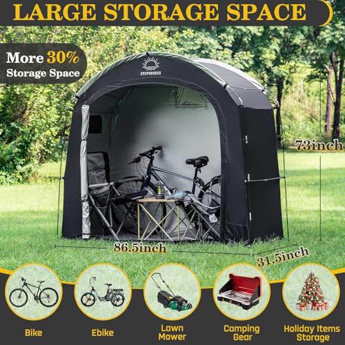EPCPSHADES Fahrradabstellzelt mit Stahlgestell, wasserabweisend, UV-beständig, für Außenbereich/Garten, PE-Bedeckung mit Reißverschluss, ideal für Fahrräder und Motorräder, Hütte