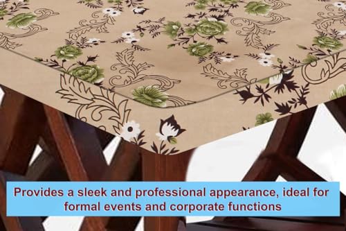 Image of The Furnishing Tree Elastic Rectangular Center Tpoy Table Cover WxL 12x60 in Inches Polyester Floral Pattern Beige