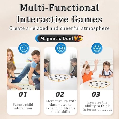Image of Magnetic Strategy Board Game (24 Pcs) for Kids (6+) & Adults | Fun Family Game with Magnets & Lanyard Rope | Brain Boosting Logic & Reflex Challenge | Travel & Party Game for All Ages