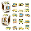 BeYumi School Bus Roll Stickers 1000Pcs School Bus Stickers in 2 Rolls Back to School Waterproof Vinyl Cartoon Transportation Decals for Laptop Bottle Notebook Luggage Computer Classroom Decor Kids