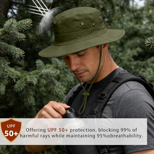 Image of Sun Hats for Men Women Boonie Hat Foldable Fishing Hat UPF 50+ Bucket Hat for Fishing Hiking Garden Safari Beach