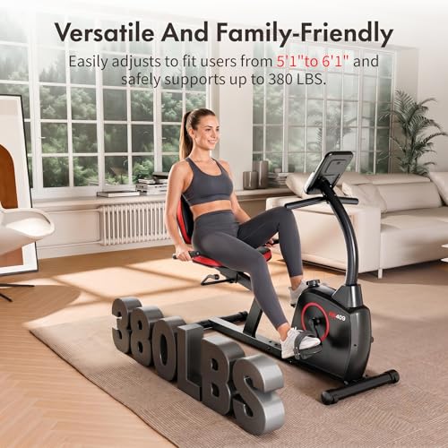 Image of VANSWE Recumbent Exercise Bike for Home Seniors with 380 LB Weight Capacity | Stationary Bike with 16-Level Magnetic Resistance, Bluetooth App Connectivity, Whisper Quiet(<10DB), Back-lit LED Display