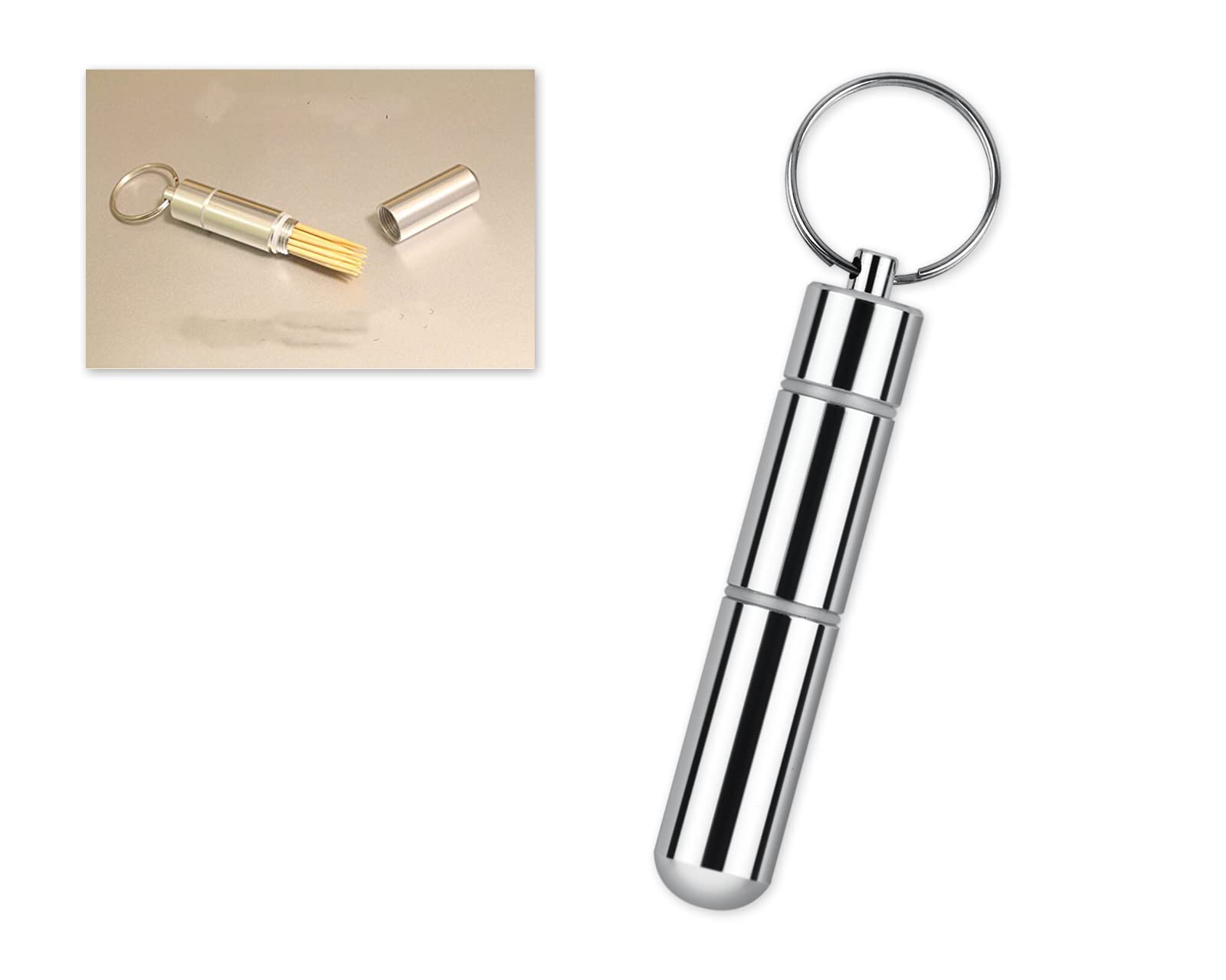 distinctive style Portable Metal Toothpick Holder Lightweight Aluminum  Alloy Pocket Size Toothpick Box Keychain Silver