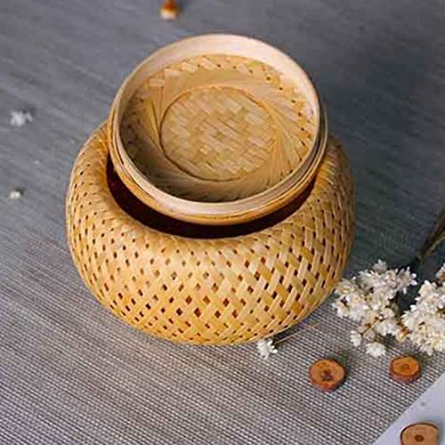 Petits paniers décoratifs avec couvercle boîte de rangement tressée maison - 4