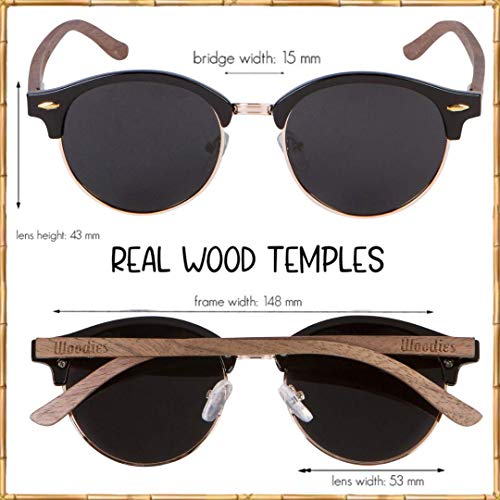 Woodies Polarized Walnut Wood Sunglasses for Men and Women | Black Polarized Lenses and Real Wooden Frame | 100% UVA/UVB Ray Protection2