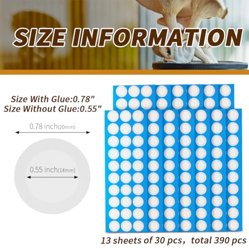 Image of Synthetic Filter Paper Stickers 20 mm PTFE Filter Disc 0.3 μm Filter Paper for Mushroom Cultivation Wide Mouth Jar Lids(390 Pieces)