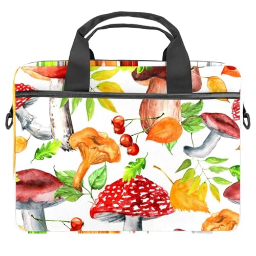 Maletín bandolera para laptop de 13 a 14.5 pulgadas con estampado de hojas de otoño y setas