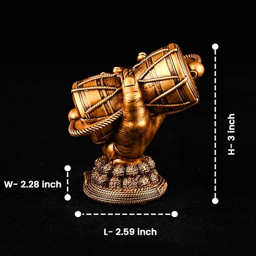 Image of Artarium Traditional Resin Shiva Damru Idol Antique Shivji Sheshnag Bholenath Blessings Murti for Car Dashboard Home Decor Pooja Room Gift Item (Shiva Damru Antique 3 Inch)