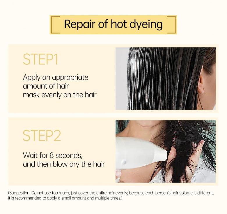 2Pcs Hair Mask, 8s Revitalizes Hot Dyeing Damaged Hair Mask, Keratin Revitalizing Cream for Frizz Hair Daily Care,Perm and Dye Repair Conditioner, Prevent Hair Breakage image 7 of 7 B0FGXGB9D2