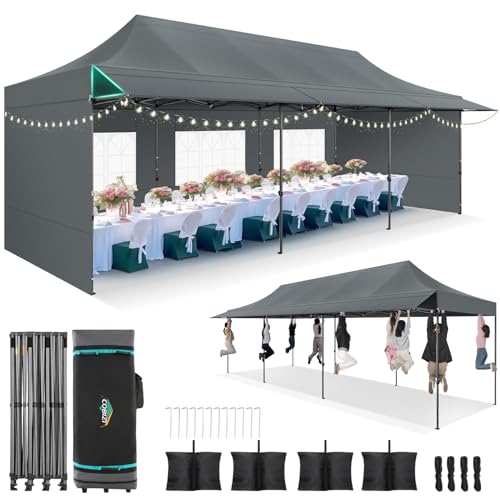 COBIZI 10x30 Pop Up Canopy with Awning & Sidewalls