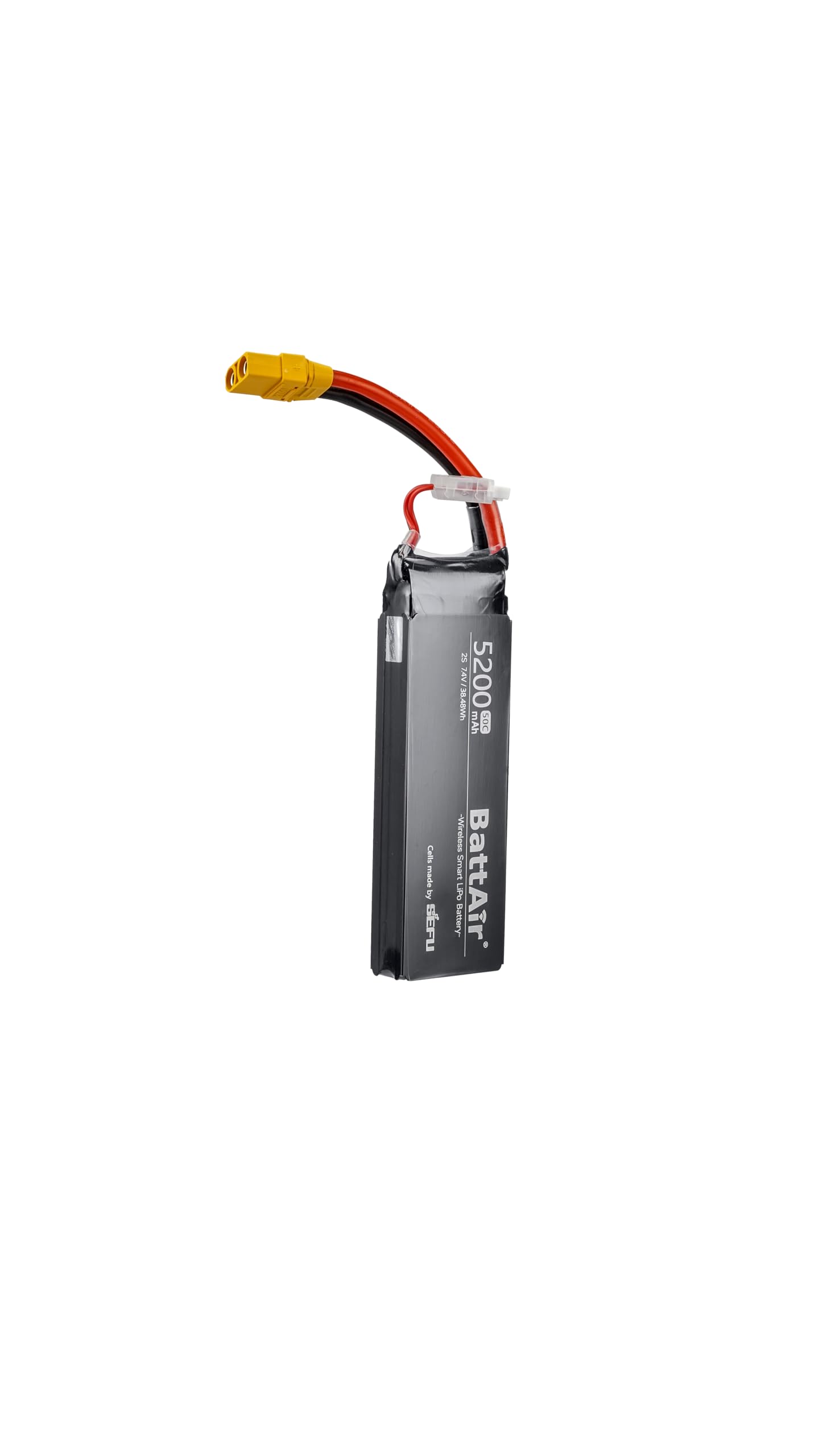 ISDT 7,4V Smart Lipo Akku 2S 50C 5200mAh BattAir Rc Auto Batterie mit XT-60 Stecker Hobby Akkus mit Lipo-Tasche für RC Flugzeug Hubschrauber Plane Boot 1:10,Per Mobiltelefon Bedienbar