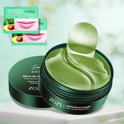 Parches Ojos Bolsas y Ojeras, 60 Piezas Aguacate Eye Patches, Parches Antiarrugas, Antiojeras Mujer, Ojeras Hombre, Ojos Hinchados, Eliminación de Bolsas, Hidratación