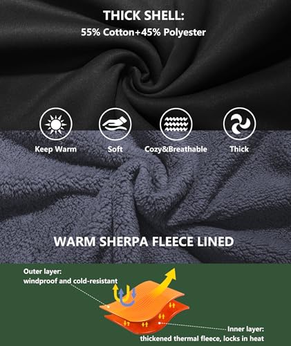 Image of GEEK LIGHTING Men's Fleece-Lined Zip Up Hoodie, Thick Hooded Jacket Winter Warm Athletic Sweatshirt