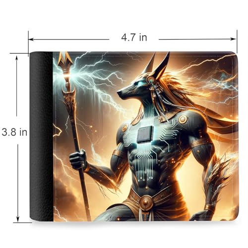 Front Pocket Slim Bifold Leather Wallet RFID Blocking with ID Window for Men/Anubis GC12102