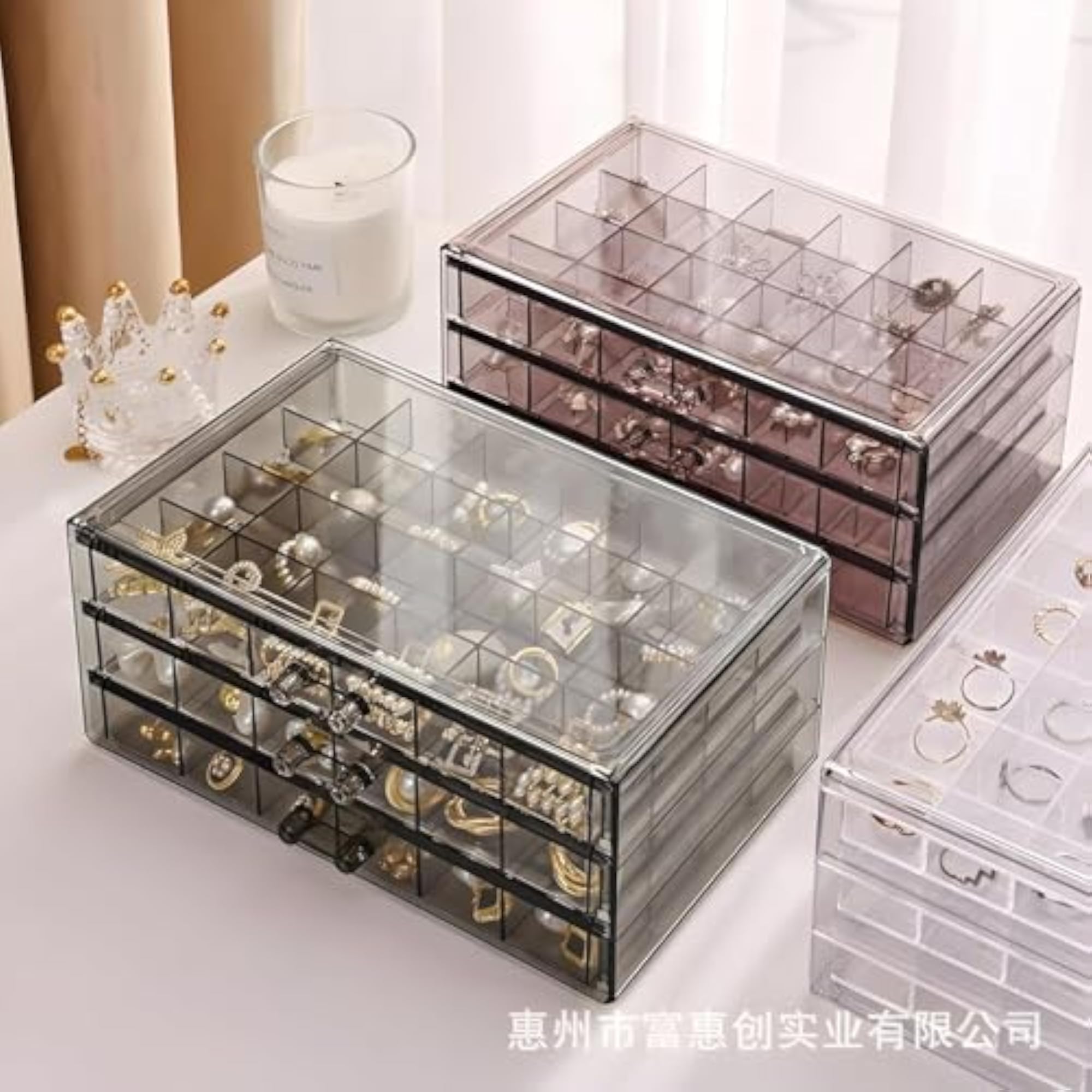 Clear Acrylic Jewellery Box Organizer with Drawers