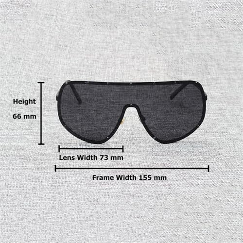 Oversized Rimless Sunglasses Women Men One Piece Lens Visor Windproof Black Big Sun Glasses Shades UV4002