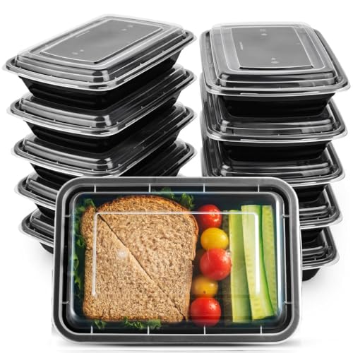 hjwanyin Juego de 10 recipientes de preparación de comidas de 28 onzas | Recipientes reutilizables sin BPA | Loncheras apilables con tapas, aptas para microondas, congelador y lavavajillas