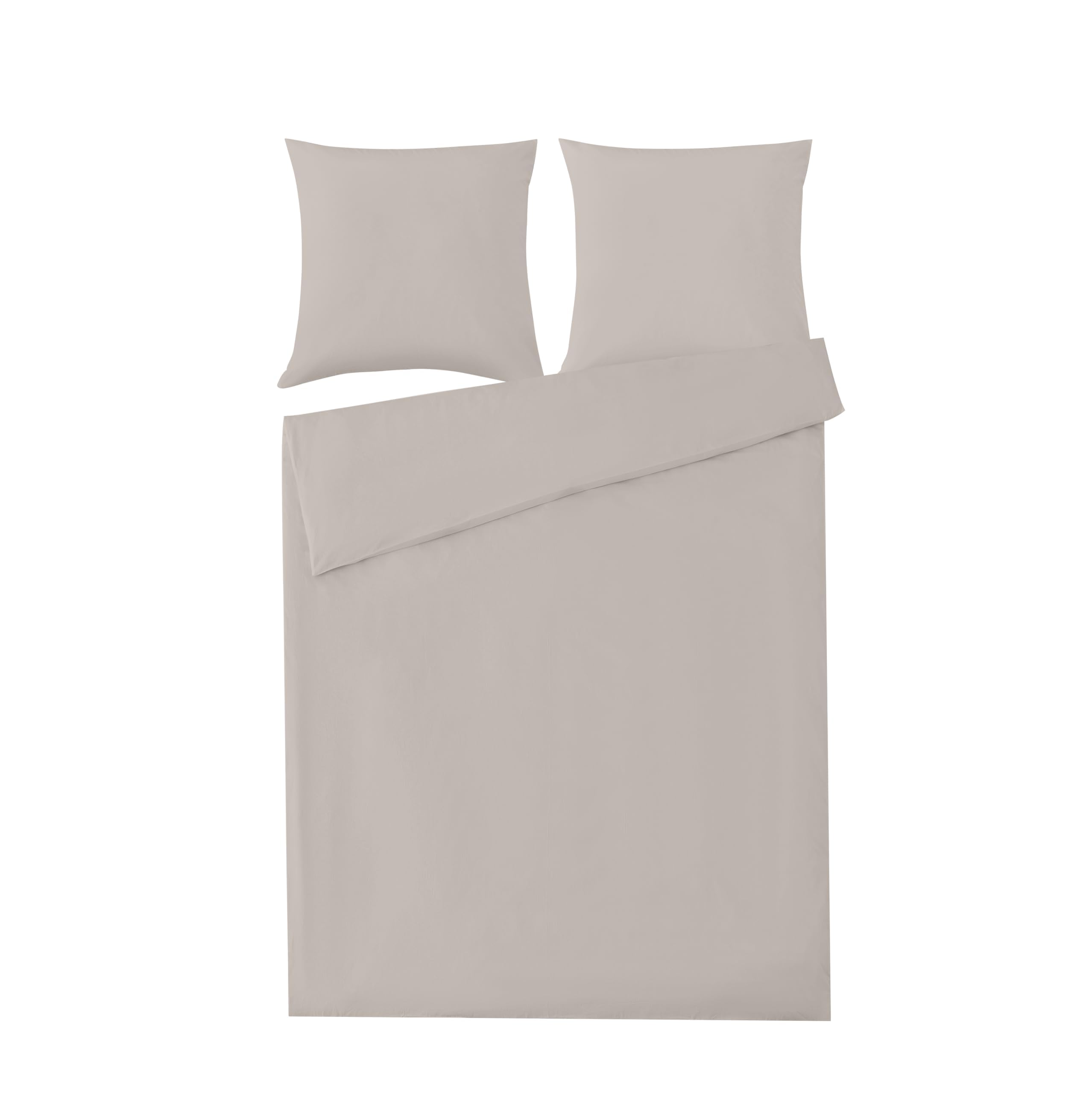 Homesty Premium pościel 200x200 cm + 2 poszewki na poduszki 80x80 cm – 100% bawełna, zestaw pościeli 3-częściowy Öko Tex z zamkiem YKK, kolor Beige/Taupe, miękka i oddychająca