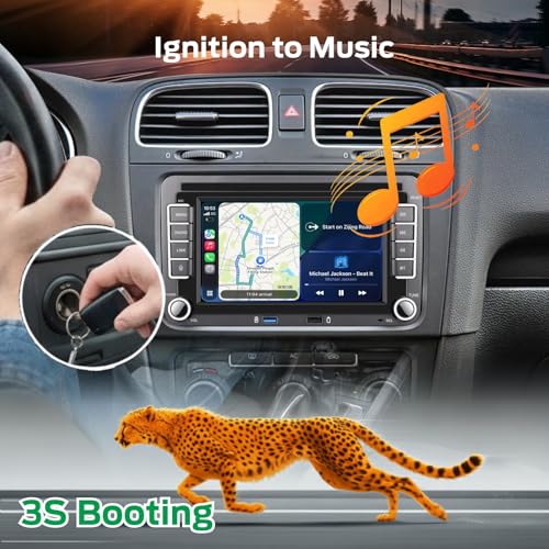 Radio para auto compatible con Carplay y Android Auto VW miniatura 3