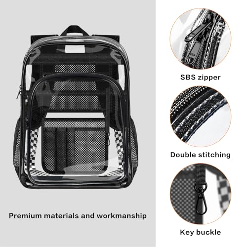 Image of PAMANO Clear Backpack Transparent Heavy Duty Bookbag See Through Bag for College Work Travel Security, Black XL
