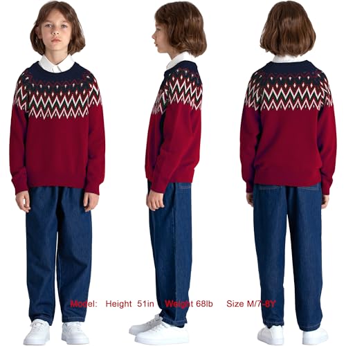 Image of BOBOYOYO Boys Sweaters 100% Cotton Cable Knit Kids Sweater Striped Pullover