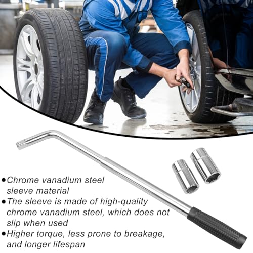 Image of Car Telescoping Lug Wrench, Extendable 4 Way Vehicle Wheel Brace Removal Tool with 17 /19mm and 21 /23mm Sockets, Automotive Tire Nut Repair Wrench Accessories, Universal Fit