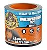 Gorilla Waterproof Patch & Seal Tape, Black Tape, 4" x 10' (Pack of 1) - Permanent Weather Resistant Seal for Leaks and Repairs