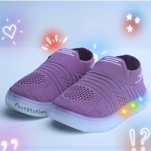Image of Jugnu Toddler Boy's & Girl's LED Light-Up Shoes | Breathable Mesh First Walking Shoes with Soft Cushioned Insole & Stretchable Slipon Shoe for Infants & Kids (Age 18 Months to 5 Years)
