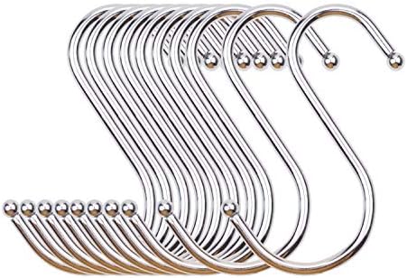 LKXC S Hooks Closet Hooks No Scratch 20Pcs Heavy Duty Metal Rustproof Sturdy Versatile Hooks for Hanging Jeans Pots Pans Kitchen Utensils from Wire Shelving or Pot Rack (2.9 Inch)
