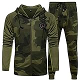 DUOFIER Men's Hooded Athletic Tracksuit Casual Full Zip Jogging Sweatsuits