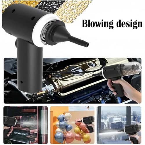 Image of 3-in-1 Handheld Car Vacuum Cleaner & Air Blower, Cordless Portable Mini Vacuum, High Power 120W Suction, USB Rechargeable, Small Duster for Home, Keyboard, Office, and Pet Hair (Black)