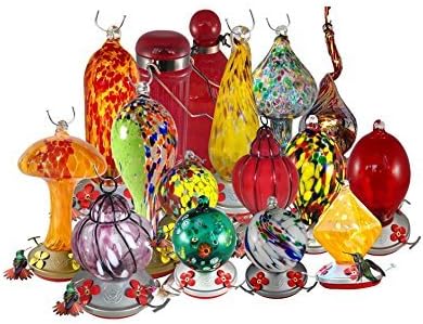 Grateful Gnome - Hummingbird Feeder - Hand Blown Glass - Red Cube, Free Bonus Accessories S-Hook, Ant Moat, Brush and Hemp Rope Included