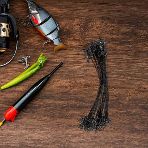 50 piezas de líderes de pesca de acero con giratorios 15 cm miniatura 6