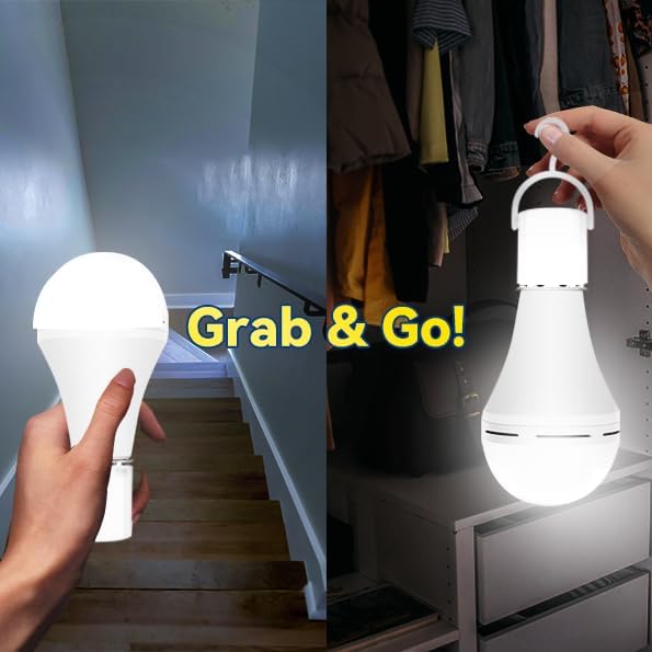 Neporal LITE PRO Rechargeable Light Bulbs, 2600mAh Large Battery Backup Light Bulbs, Perfect As Emergency Lights for Home Power Failure, Hurricane Prepareness Item, E26/E27 - Image 6