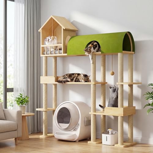 Árbol para gato grande 60 pulgadas en madera sólida miniatura 1