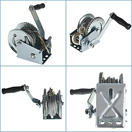 Winche manual 1500 lbs con freno y cable de acero miniatura 3
