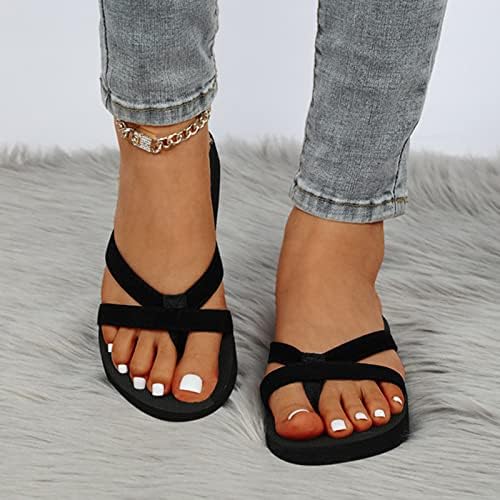 Womens Flat Sandals Lightweight Non Slip Flip Flops Casual Open Toe Slides Bathroom Shower Slippers Outdoor Beach Shoes, Black, 7.5 | Image 4