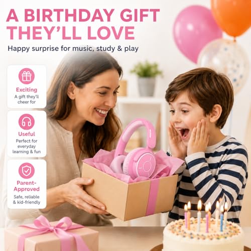 Image of MIDOLA Kids Bluetooth Headphones 68H Play Time,Volume Limit 85 /94dB, Foldable Lightweight Wireless Over-Ear Headphone for Kid Toddler Child Pad Tablet,Headsets with Built-in Mic Pink