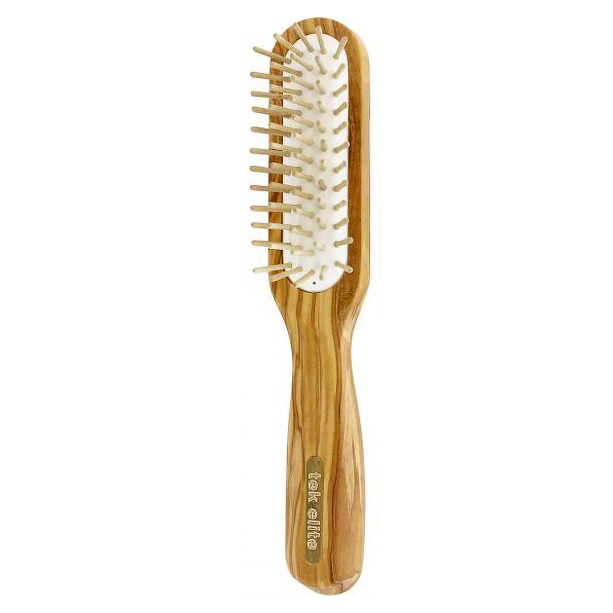Tek Cepillo Rectangular con Púas Cortas de Madera de Olivo