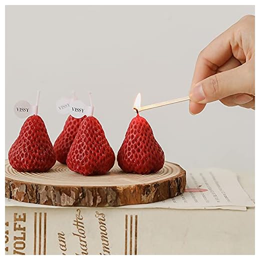 Vela perfumada en forma de fresa, 4 unidades, 75 g, aroma de fruta, cera de soja, vela decorativa para mesa de fotos, regalo de cumpleaños, estimulante del estado de ánimo, baño y yoga (rojo)