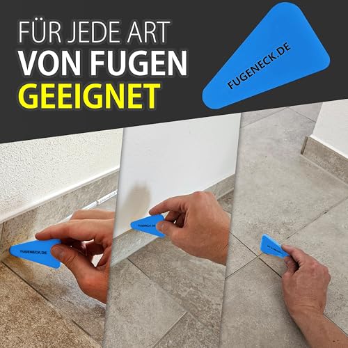 FUGENECK® - Profi Fugenabzieher - einzigartiges Design mit speziellen Überkanten - 3 verschiedene Fugengrößen - Acryl und Silikon Werkzeug aus Deutschland (1 Stück Blau)
