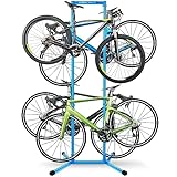 GOEHNER's 4 Bike Storage Rack Garage (Max. 240LBS), 4 Bicycle Indoor Standing Bike Rack, Height Adjustable for Road Mountain Bicycles