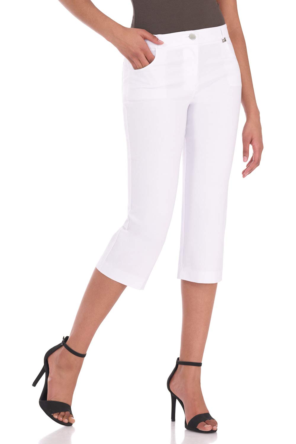 Rekucci Womens Easy Fit Comfort Capri with Stretch Waistband